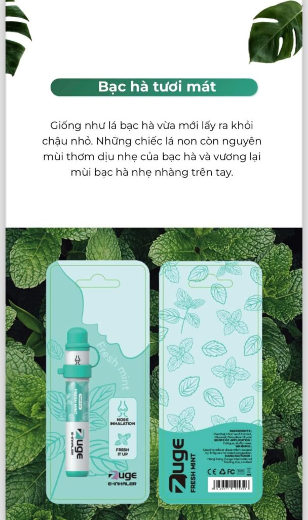 Ống Hít Mũi Zuge vị Bạc Hà