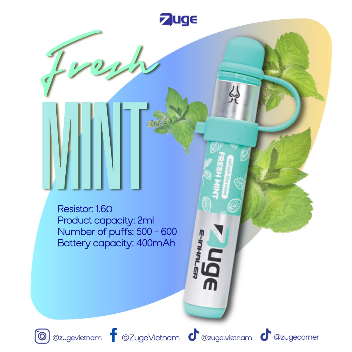 Ống Hít Mũi Zuge vị Bạc Hà